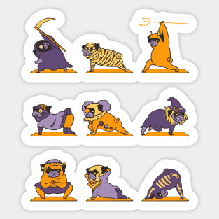 Pug Yoga Halloween Monsters Sticker